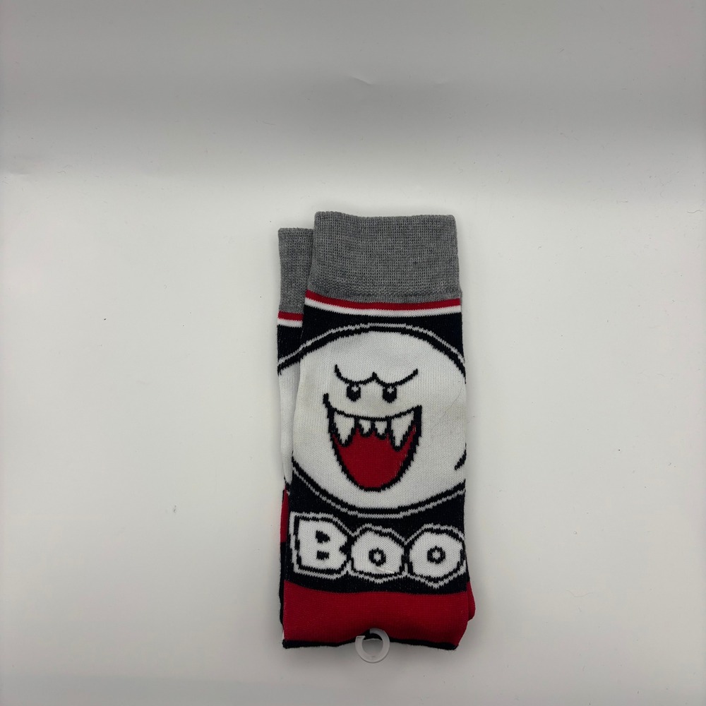 Nintendo Super Mario Boo Ghost Adult Crew Socks Black Red Gray 2021